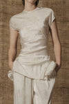 Mutedance 25 Spring/Summer Flower-dyed Short-sleeved Tunic Top MD-MD25SS11-HOARY MD25SS09